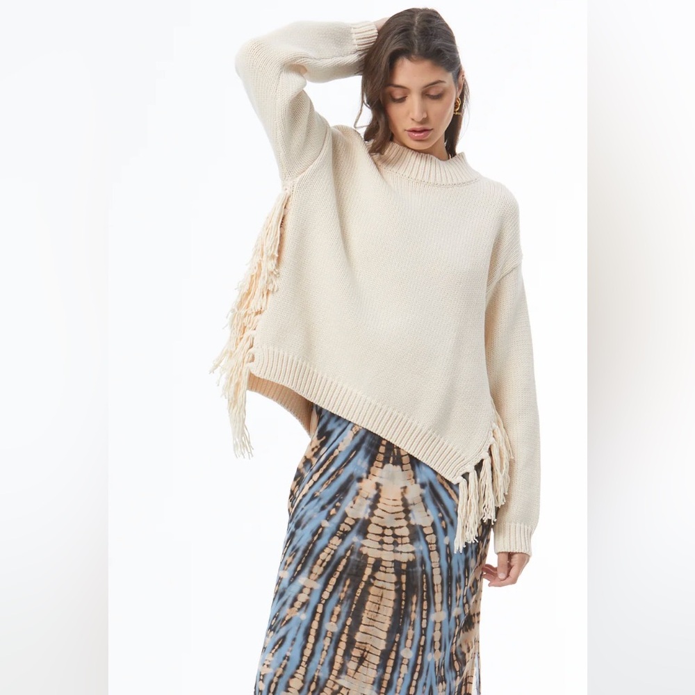 Brand New Never Been worn Young Fabulous & Broke fringe sweater in color cream - Picture 3 of 10